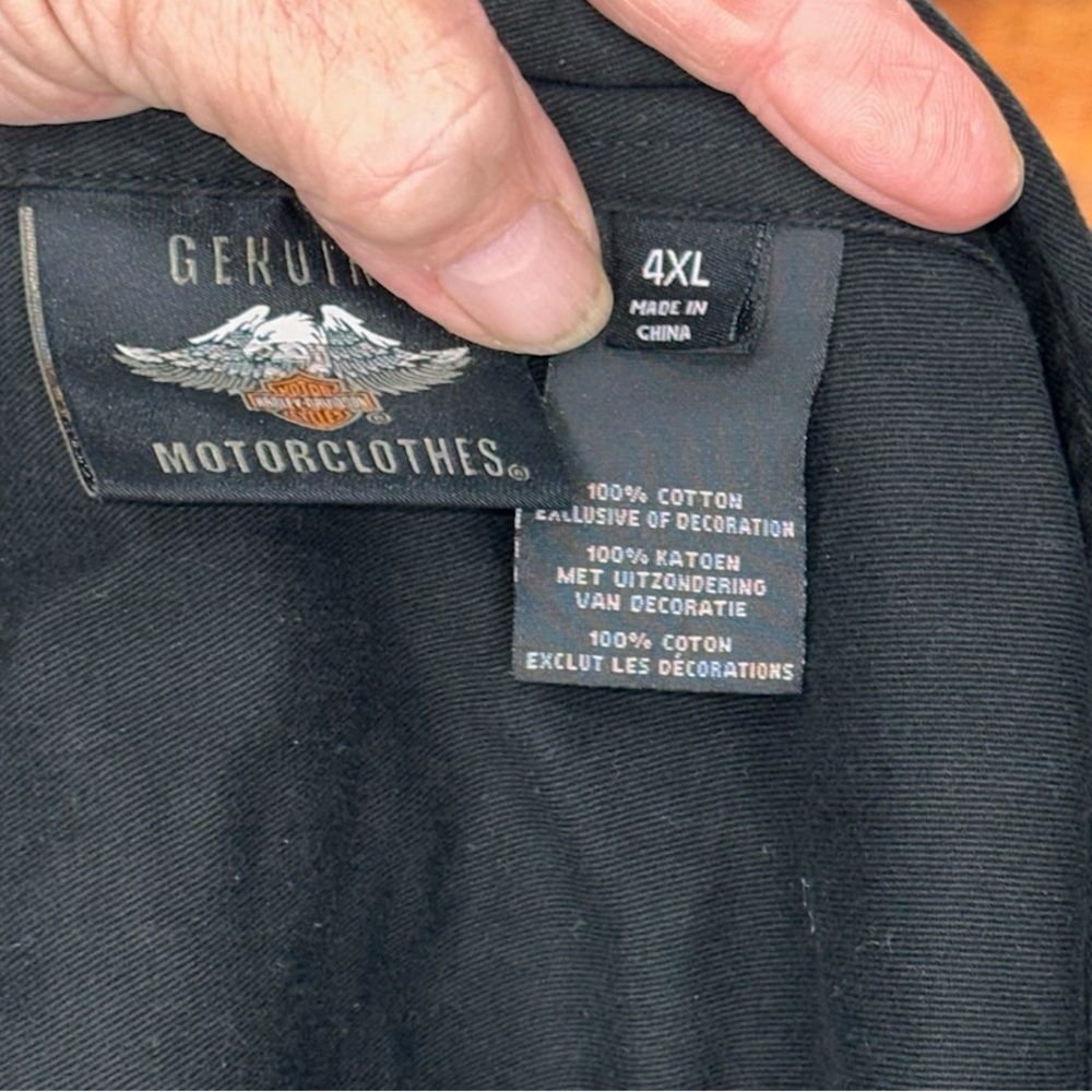 Harley-Davidson Black Shirt with Orange Shoulder Panels - Picture 7 of 7